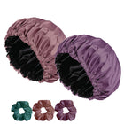 Satin Silk Sleeping Cap 2-Pack with Scrunchies – Adjustable Hair Bonnets for Frizz-Free, Tangle-Free Sleep Pack 2