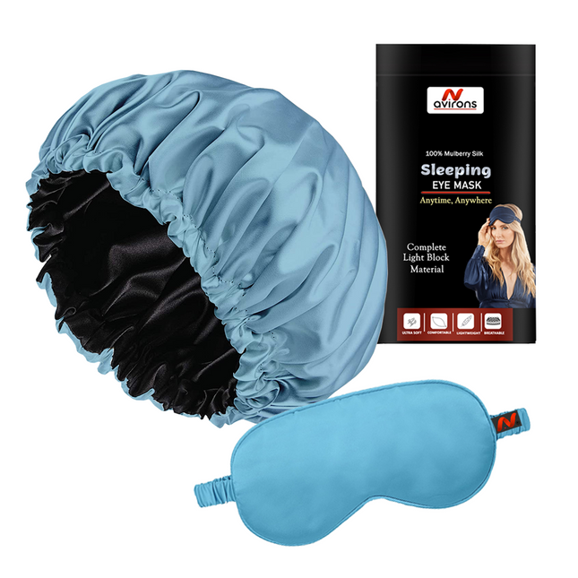 Silky Sleeping Cap with Eye Mask – Ultimate Hair Protection & Sleep Experience