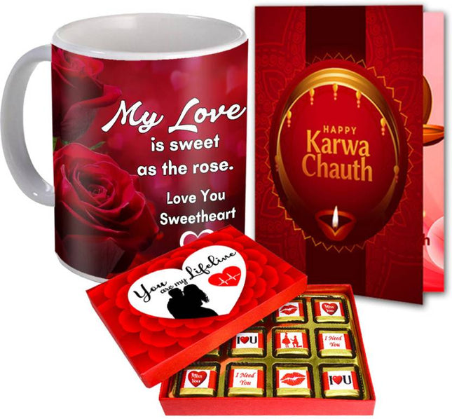 Lovely Gift for Wife, Girlfriend & Women with Coffee Mug, Greeting Card & Chocolate - Ceramic Gift Box  (Multicolor)