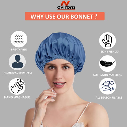 Satin Silk Sleeping Cap 2-Pack with Scrunchies – Adjustable Hair Protection Bonnets for Curly & Natural Hair  pack 2