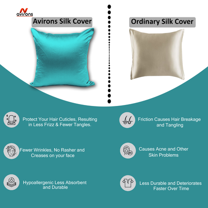 Luxury Satin Silk Cushion Cover – Hypoallergenic, Cooling, Wrinkle-Free Cushioncase for Healthy Sleep-16x16 Inch