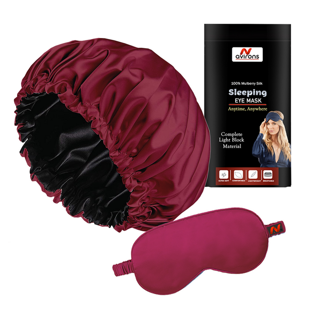 Premium Silk Sleeping Bonnet & Eye Mask Set – Gentle on Hair and Eyes for Sweet Dreams
