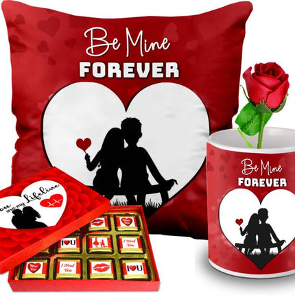 Chocolate gift for Girlfriend & Wife (Chocolate, Mug, Cushion, Rose) Ceramic, Microfibre Gift Box  (Multicolor)