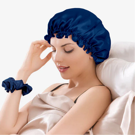 Silk Satin Double-Layer Bonnet – Sleep Cap for Hair Care, Adjustable and Reversible for Night Hair Protection