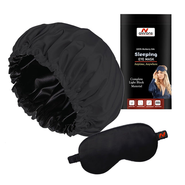 Luxurious Silk Sleep Bonnet and Eye Mask – Ultimate Comfort for Hair and Eyes