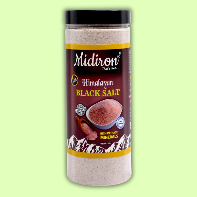 Himalayan Black Salt Powder Kala Namak Black Salt  (300 g) - Midiron