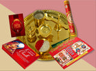 Karwa Chauth Golden Pooja Thali - Karwa Chauth Puja Thali Combo, Karwa Chauth Traditional Thali