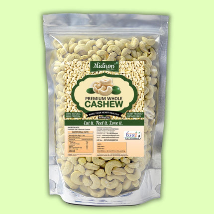 Natural Premium Whole Row Cashew Cashews  (1 kg) - Midiron