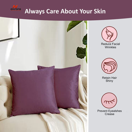 Satin Silk Cushion Cover – Smooth, Anti-Frizz Cushioncase for Hair & Skin Care – Cooling, Hypoallergenic, Wrinkle-Free