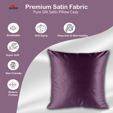 Satin Silk Cushion Cover – Smooth, Anti-Frizz Cushioncase for Hair & Skin Care – Cooling, Hypoallergenic, Wrinkle-Free