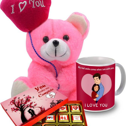 Chocolate Gift with I love you Teddy Bear and Coffee Mug For Your Special Person Ceramic, Paper, Fiber Gift Box  (Multicolor)