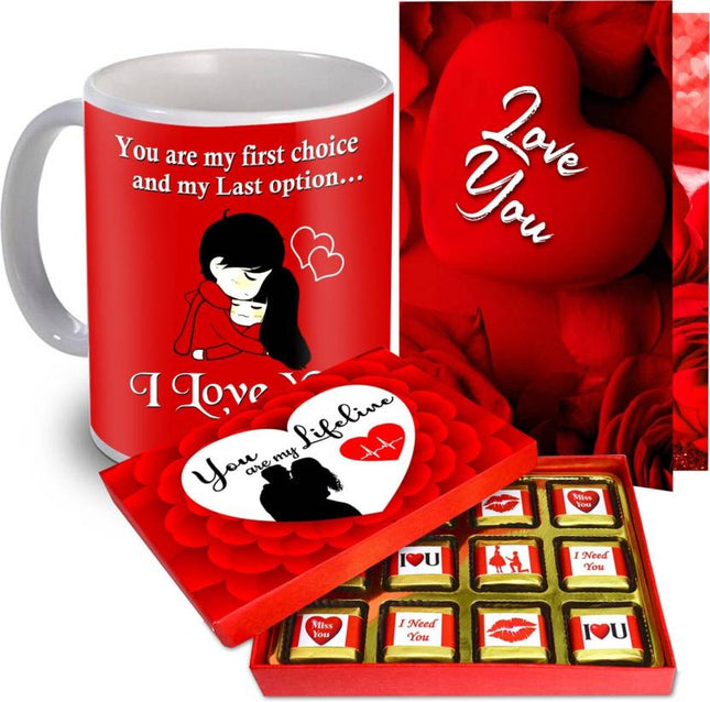 Love Chocolates Gift for Girlfriend, Wife, Husband & Boyfriend - Romantic Gift Set Paper, Ceramic Gift Box  (Multicolor)