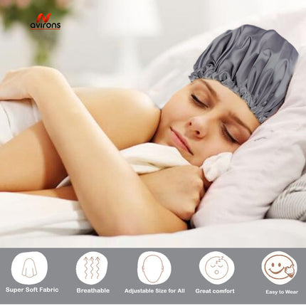 Satin Silk Bonnet with Eyemask and Scrunchies – Adjustable Hair Care Solution for Sleep