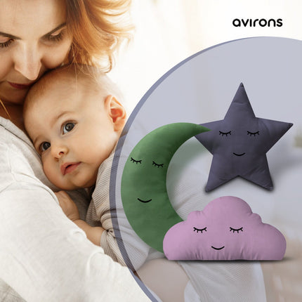 Whimsical Cloud, Moon, Star Pillows – Soft Plush Celestial Décor for Kids' Rooms, Nurseries, and Playrooms