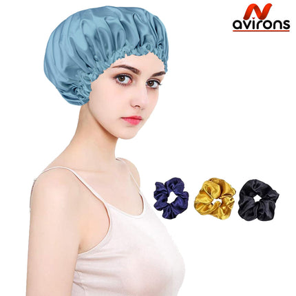 Silk Satin Double-Layer Bonnet – Sleep Cap for Hair Care, Adjustable and Reversible for Night Hair Protection