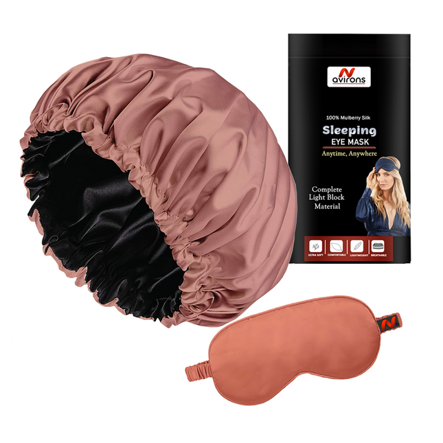 Satin Silk Sleep Cap & Eye Mask Duo – Ideal for Hair Care & Sweet Dreams