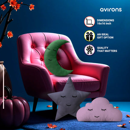 Whimsical Cloud, Moon, Star Pillows – Soft Plush Celestial Décor for Kids' Rooms, Nurseries, and Playrooms