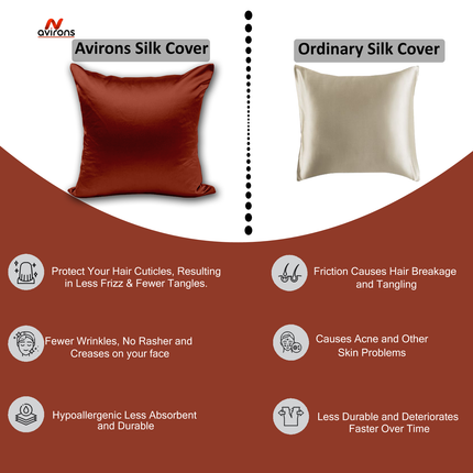 Satin Cushion Cover - Skin & Hair Friendly Cushion Cover, Luxurious Dark Colour, Smooth Finish