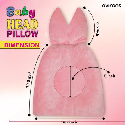 Head Shaping Pillow for Babies - Ultra Soft Microfiber Filling & Velvet Pink Cover | Ideal for 0-12 Months Newborns