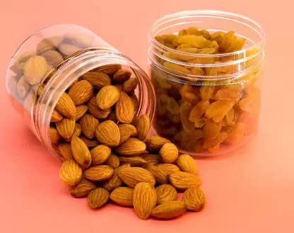 Diwali Gift Healthy Combo- Healthy Diwali Hamper, Diwali Gift Combo with Dry Fruits (2 Way Almond / Raisin Jar), Deepawali Greeting Card & Tealight Scented Ceramic Fragrance Candle