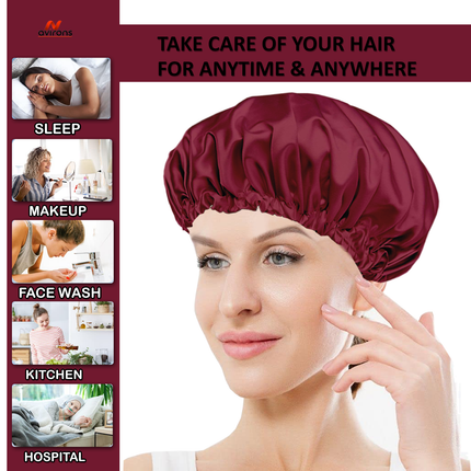 Double Layer Satin Hair Bonnet – Silk Satin Sleeping Cap for Hair Protection, Adjustable for All Hair Types