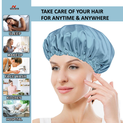 Silky Sleeping Cap with Eye Mask – Ultimate Hair Protection & Sleep Experience