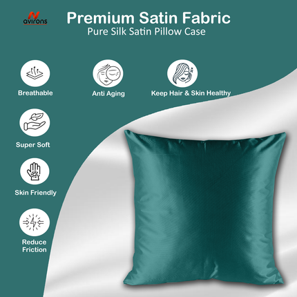 Premium Satin Cushion Cover - Decorative Cushion Cover with Smooth Finish, Zipper, Dark Tone