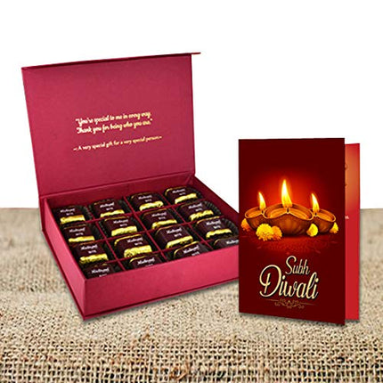 Diwali Gift Combo - Milk Chocolate Box with Greeting Card - Perfect Diwali Gift for Friends and Relatives