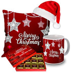 Christmas Gift Combo Pack – Cushion, Santa Cap, Mug, Chocolate Box – Perfect Christmas Gift