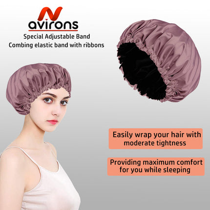 Double Layer Satin Bonnet for Sleeping – Silk Satin Hair Cap, Adjustable, Soft and Breathable for Hair Care