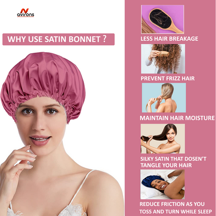 Silk Hair Bonnet with Adjustable Fit, Eyemask & Scrunchies – Perfect for Beautiful Hair