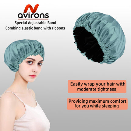 Double Layer Silk Satin Sleeping Bonnet – Adjustable Hair Cap for Curly, Natural, and Frizzy Hair, Breathable & Soft