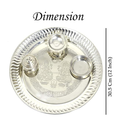 Traditional Silver Thali for Diwali, Navratri, Raksha Bandhan & Other Religious Ceremonies