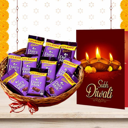 Diwali Gift Hamper - Diwali Gift Pack with Chocolate Diwali Gifts, Tasty Chocolate & Diwali Greeting Card