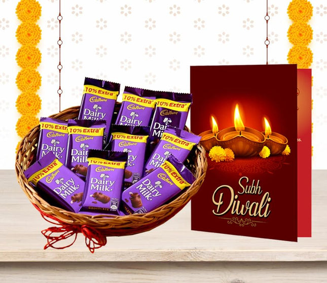 Diwali Gift Hamper - Diwali Gift Pack with Chocolate Diwali Gifts, Tasty Chocolate & Diwali Greeting Card