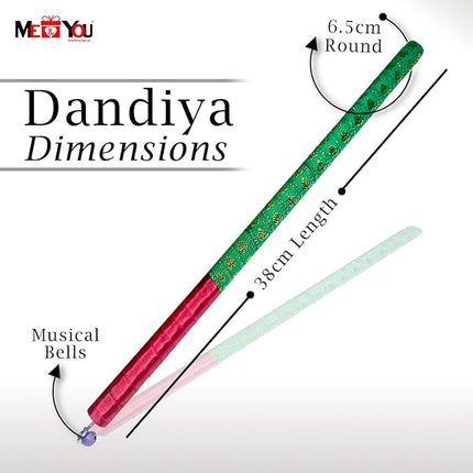 Premium Cloth-Wrapped Dandiya Sticks with Intricate Handcrafted Designs, Garwa Stick for Navratri