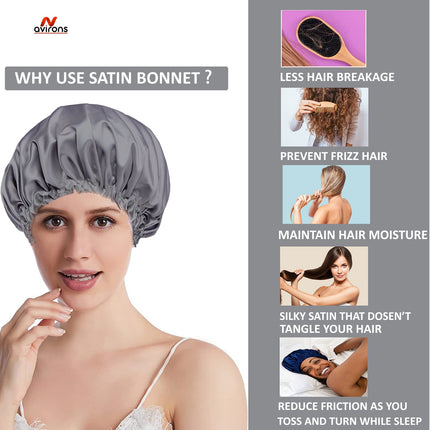 Satin Silk Bonnet with Eyemask and Scrunchies – Adjustable Hair Care Solution for Sleep