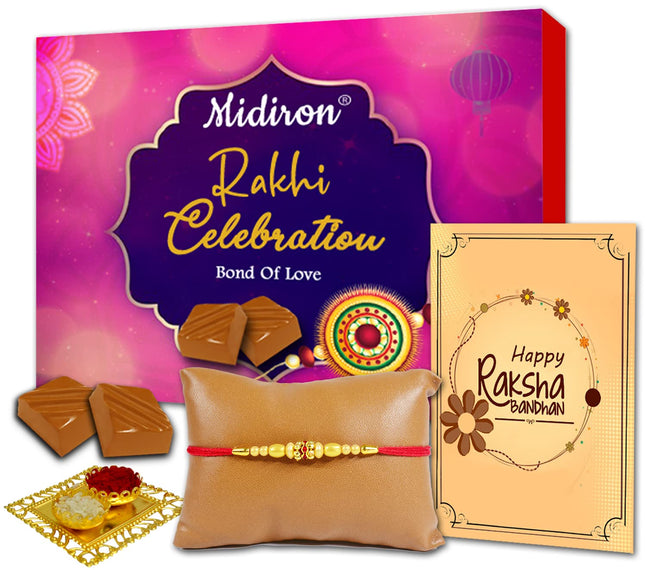 Rakshabandhan Gift Set for Brother, Bhai – Designer Rakhi Combo with Roli Chawal Pack