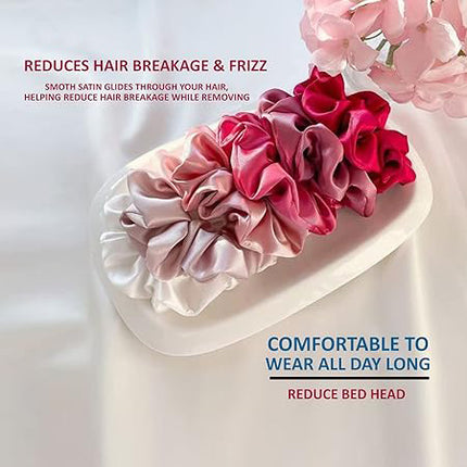 Premium Satin Silk Scrunchies for Women and Girls Set of 5 for Less Hair fall