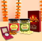 Diwali Gift Healthy Combo - Dry Fruits Diwali Hamper,  Dry Fruits (Almonds & Cashew), Deepawali Greeting Card & Coin
