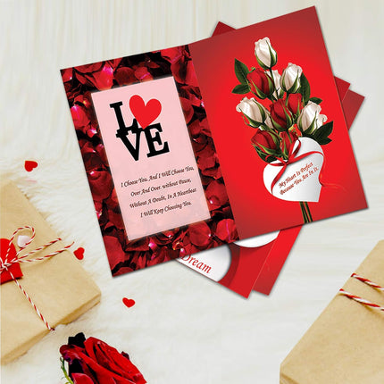 Gift for Girls/Girlfriend |Handmade Heart Chocolate Gift | Valentines Gift Combo | Anniversary Gift Set | Love Combo| Heart Chocolate Box, Love Greeting Card & Artificial Rose
