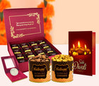 Chocolate Diwali Gift Hamper - Diwali Gift Combo with Silver Coin, Chocolate Box, Greeting Card & Dry Fruits