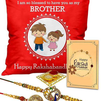 Designer Rakhi for Raksha Bandhan
Rakhi with Cushion
Printed Cushion Gift
Rakhi with Greeting Card
Roli Chawal Set
Traditional Rakhi Gift