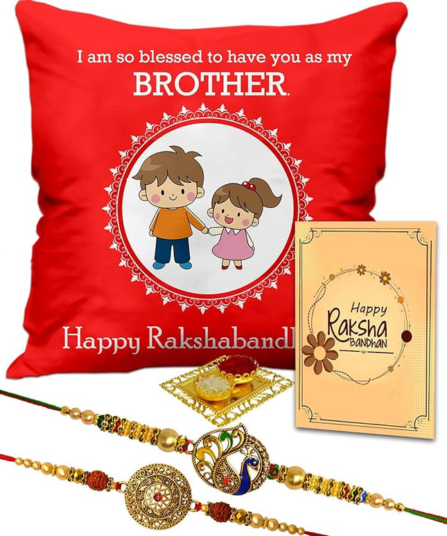 Designer Rakhi for Raksha Bandhan
Rakhi with Cushion
Printed Cushion Gift
Rakhi with Greeting Card
Roli Chawal Set
Traditional Rakhi Gift