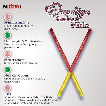 Traditional Wooden Dandiya Sticks for Garba - Dandiya Sticks for Navratri Garba