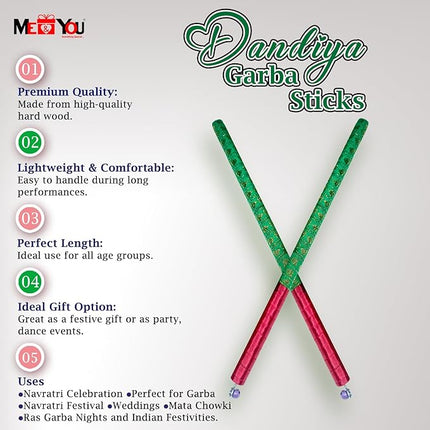 Premium Cloth-Wrapped Dandiya Sticks with Intricate Handcrafted Designs, Garwa Stick for Navratri