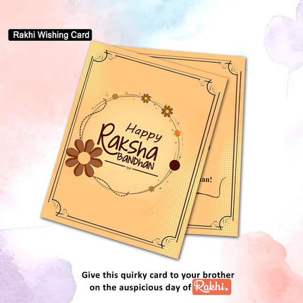 Designer Rakhi with Raksha Bandhan Card & Printed Cushion with Filler and Coffee Mug