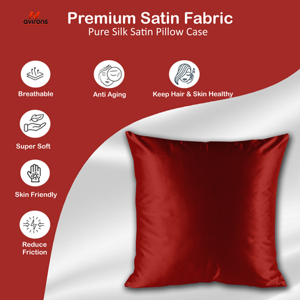 Satin Cushion Cover - Skin & Hair Friendly Cushion Cover, Luxurious Dark Colour, Smooth Finish