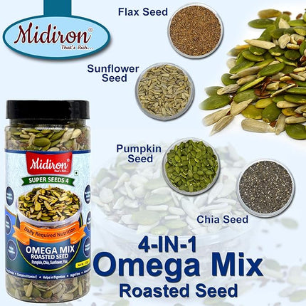 Omega Roasted Mix Seeds - High-Protein, Fiber-Rich Snack for Heart Health, Weight Loss & Energy Boost (250g)
