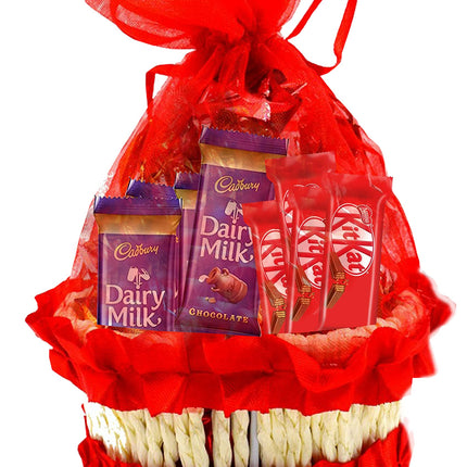 Midiron Valentines Gift Hamper for Girlfriend/Boyfriend|Rose Day, Chocolate Day, Hug Day Gift|Romantic Gift-Chocolate Red Basket Dairy Milk & Kitkat, Red Teddy, Artificial Red Rose & Love Card - Midiron